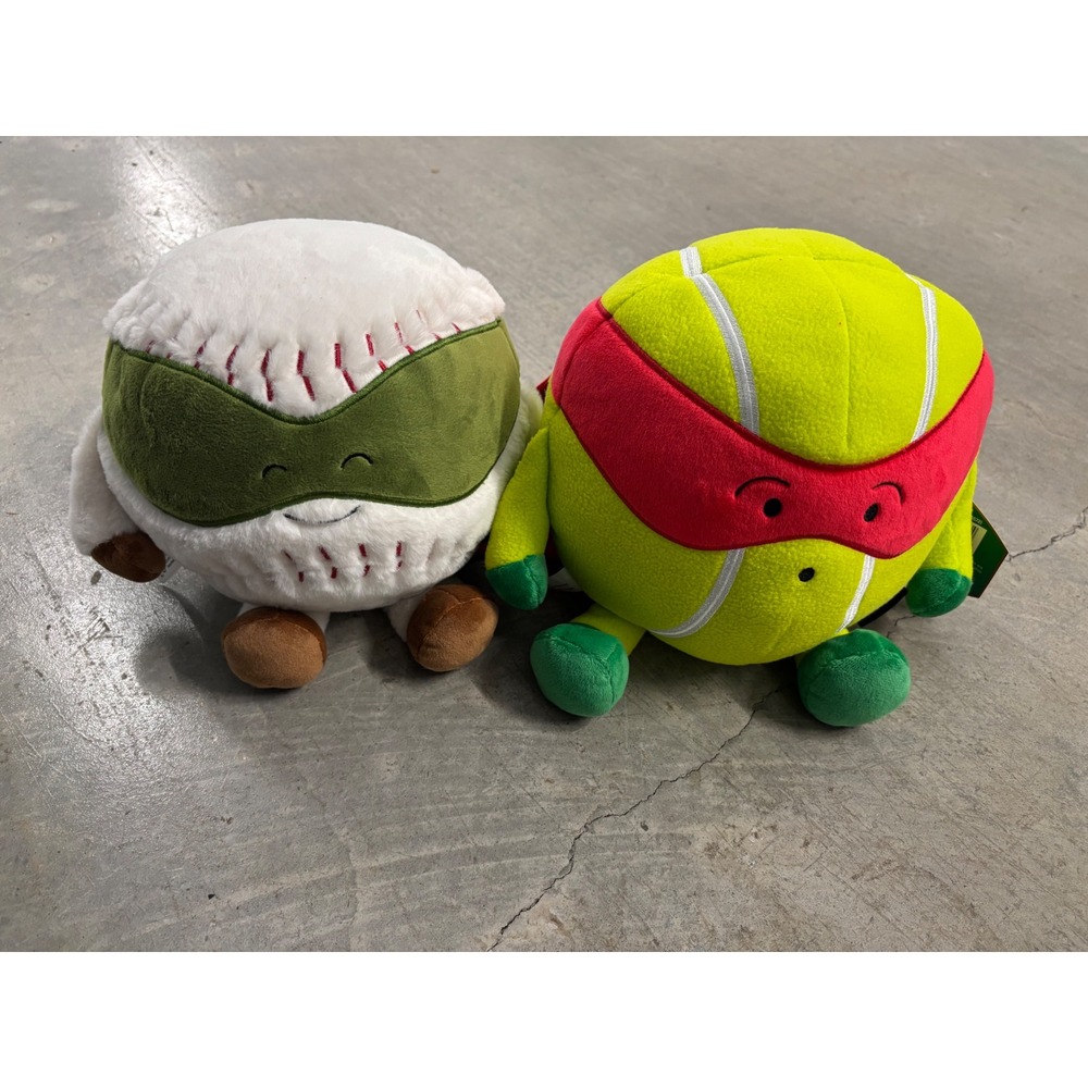FAO Schwarz Heroes of the Game Plush Set Baseball and Tennis Ball Superhero Mask